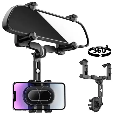 360° Rotation Rear View Mirror Phone Holder GPS Phone Mount for car, Adjustable Rotatable Car Phone Mount Rearview Mirror Ph...