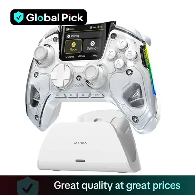 FIEHDUW Wireless Gaming Controller, Rechargeable Gamepad with RGB Lighting, USB Remappable Buttons Mobile Gaming Controller f...