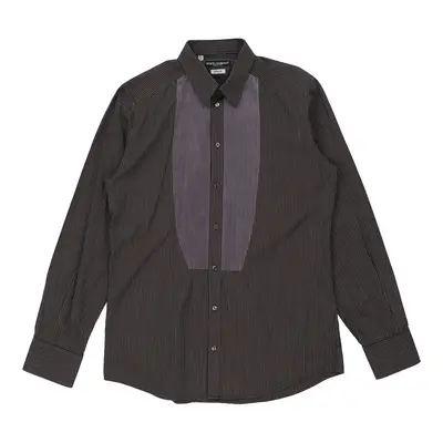 Gold Dolce & Gabbana Striped Shirt - Medium Grey Cotton