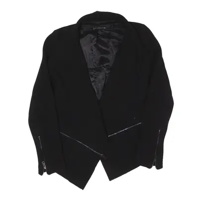 ZARA Zipper Detail Jacket Black Wool Womens XS