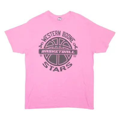 GILDAN Western Boone Basketball Mens T-Shirt Pink L