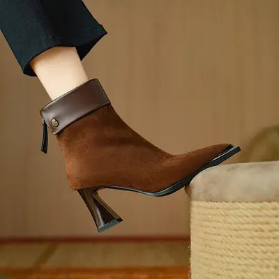 CHIKO Adelina Pointy Toe Chunky Heels Ankle Boots