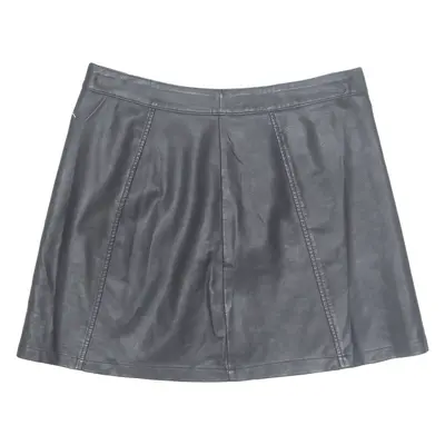 Womens A-Line Skirt Black Short Leather M