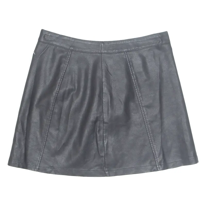 Womens A-Line Skirt Black Short Leather M