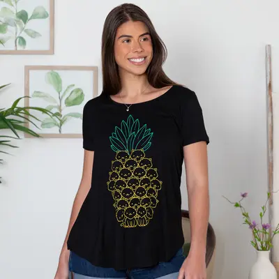 Cat Pineapple Short Sleeve Tee - M