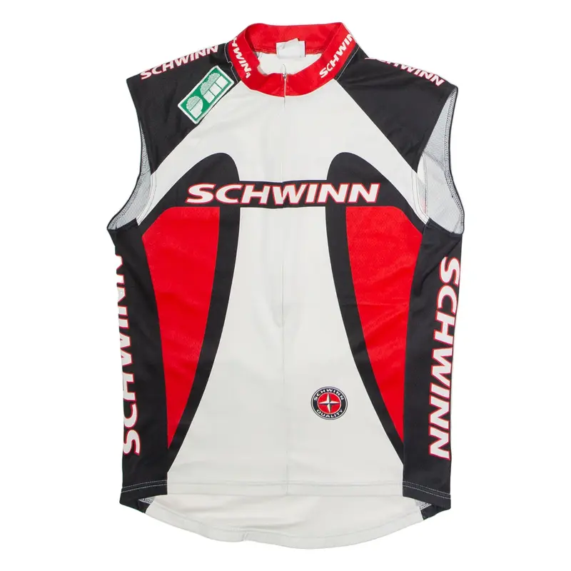 SCHWINN Cycling Mens Jersey White Sleeveless 1/2 Zip M