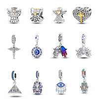 MULA Sacred Symbols Collection 925 Silver Religious Charm Beads and Pendant with Platinum Plating and Zirconia for Pandora Br...