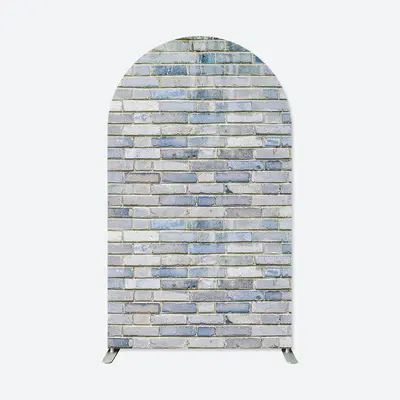 Aperturee Retro Blue Brick Wall Patterns Party Arch Backdrop | Custom Arched Wall Covers | Custom Chiara Arched Covers | Diy ...