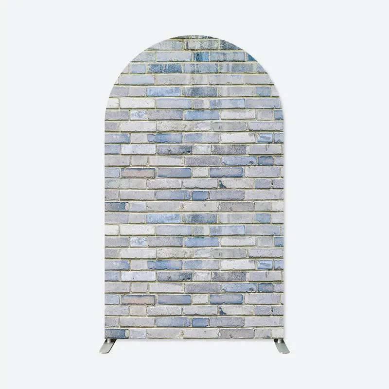 Aperturee Retro Blue Brick Wall Patterns Party Arch Backdrop | Custom Arched Wall Covers | Custom Chiara Arched Covers | Diy ...