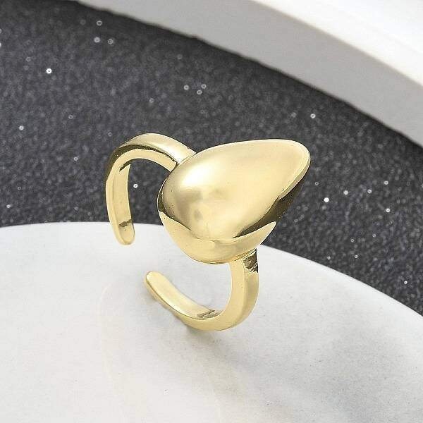 Rack Plating Brass Open Cuff Finger Rings for Women