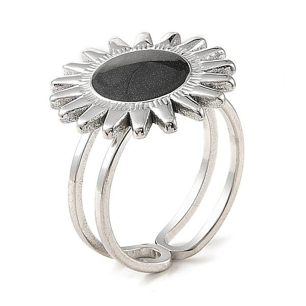 304 Stainless Steel Enamel Open Cuff Rings for Women