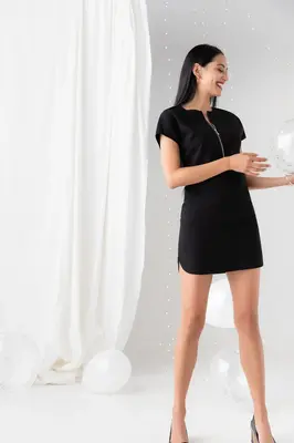 Zipped 2-way Dress - Black | Size: S