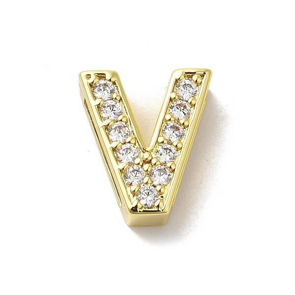 Brass Micro Pave Cubic Zirconia Beads