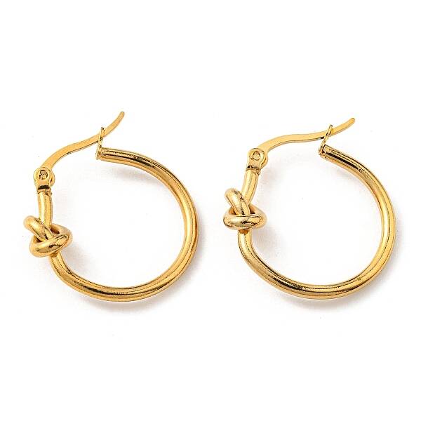 PVD Vacuum Plating 304 Stainless Steel Knot Hoop Earrings