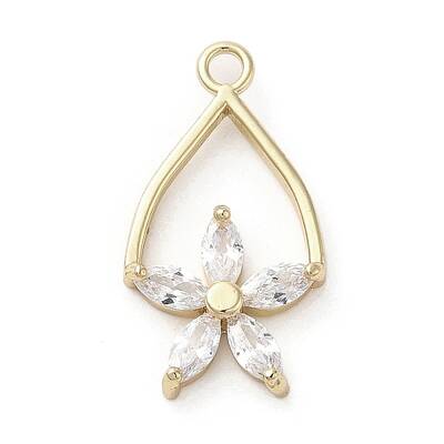 Brass Micro Pave Clear Cubic Zirconia Pendants