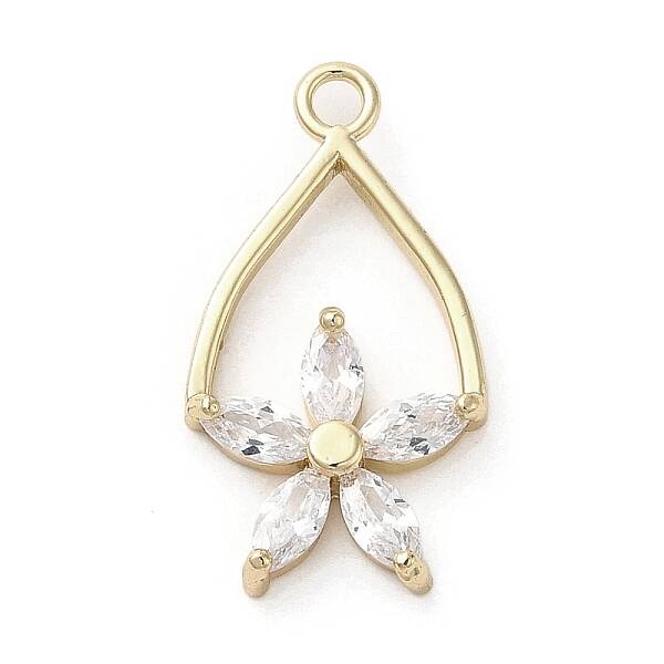 Brass Micro Pave Clear Cubic Zirconia Pendants