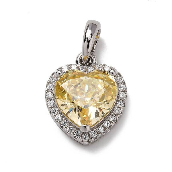 925 Sterling Silver Pave Yellow Cubic Zirconia Pendants