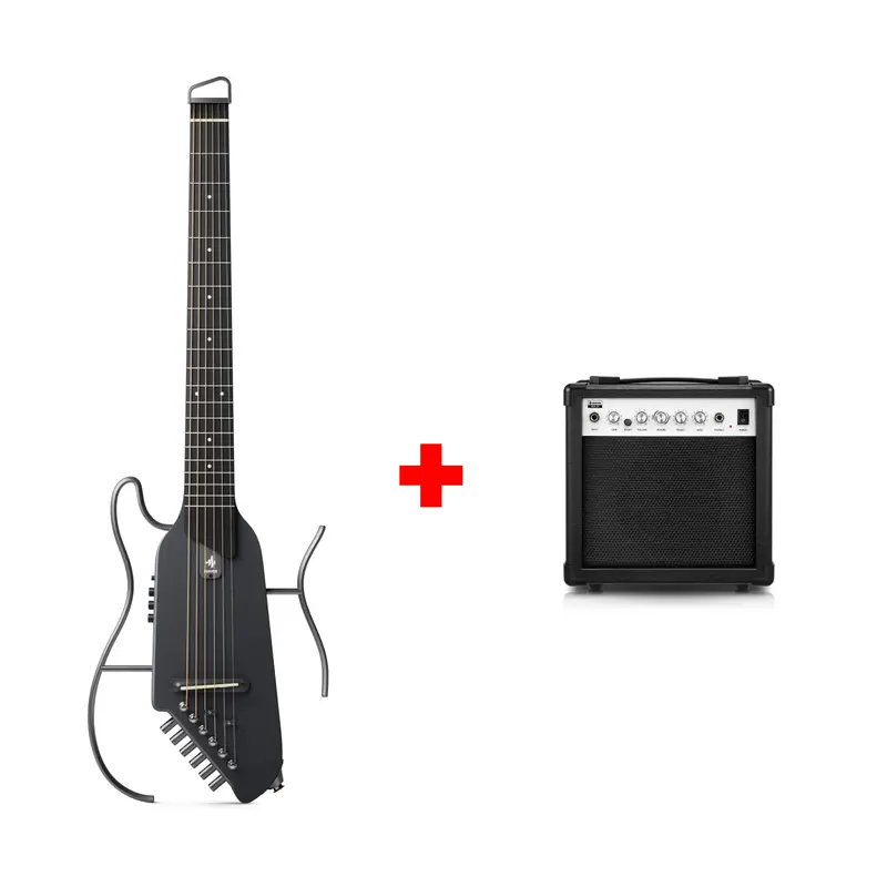 Donner HUSH™ I Acoustic-Electric Travel Guitar - Maple Black / Guitar+20W Amplifier