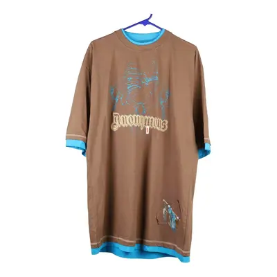 Raider Graphic T-Shirt - Large Brown Cotton