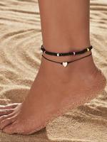 Women's Boho Style Beaded Elasticity Anklet, Fashionable Adjustable Anklet for Women & Girls for Party, Daily Clothing Decor,...