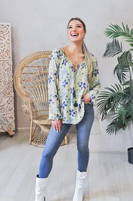 Simple Peasant Top - Upycyled | SIZE: S/M | Color: Earth tones