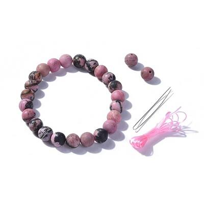 Natural Rhodonite Round Beads Stretch Bracelets