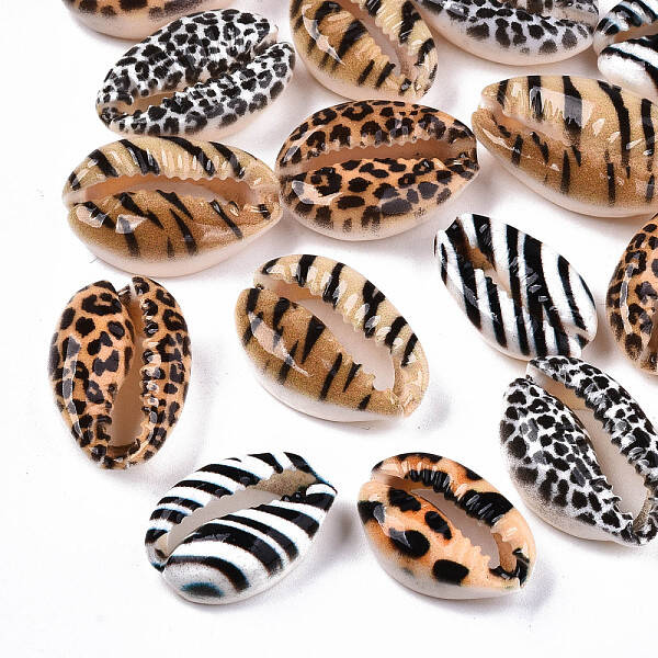 Printed Natural Cowrie Shell Beads