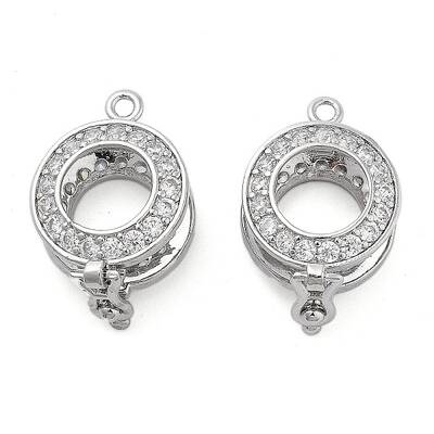 Brass with Clear Cubic Zirconia Fold Over Clasps