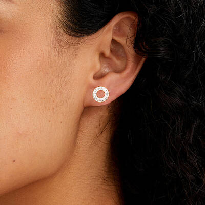 Elegant Round Circle Brass Stud Earrings