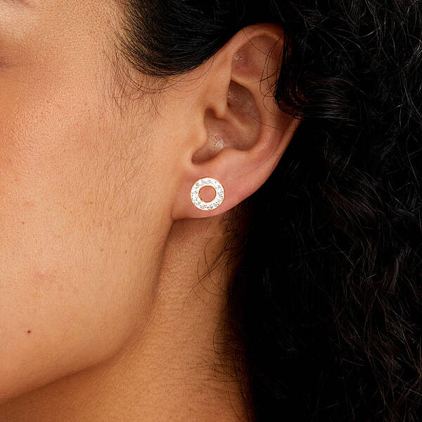 Elegant Round Circle Brass Stud Earrings