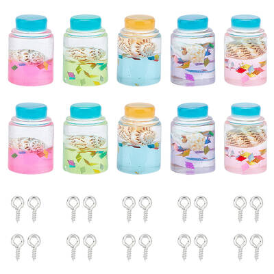 CHGCRAFT 30pcs Glass Bottle Wishing Bottle Charms with Conch Shells Screw Eye Pin Peg Bails for DIY Crafts Hanging Keychain B...