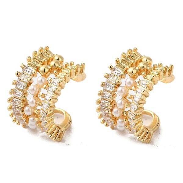 Brass Micro Pave Clear Cubic Zirconia Cuff Earrings