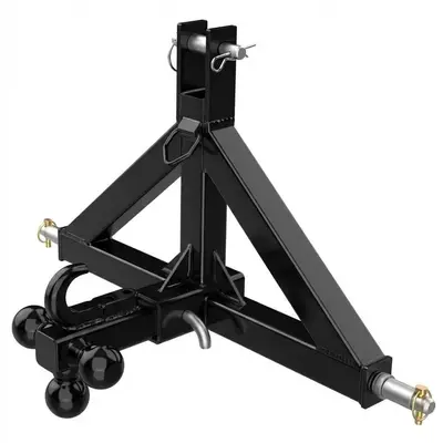Garvee 3 Point Trailer Hitch 2 Receiver with Towing Ball & Hook Heavy Duty Cat.1 Steel Quick Hitch Attachment for Kubota Sub...