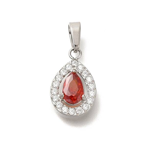 304 Stainless Steel Micro Pave Cubic Zirconia Pendants