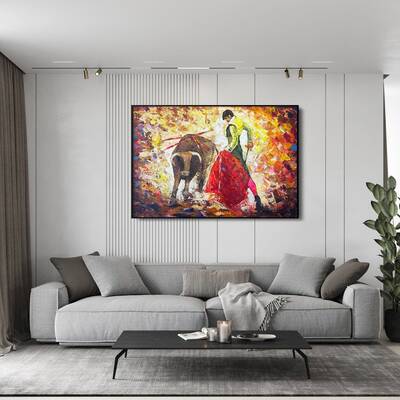 Spanish Matador Bullfighter Acrylic Painting Corrida Original Oil Painting Bullfight Torero | SPANISH MATADOR