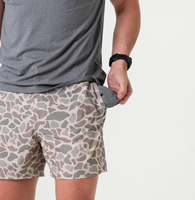 Burlebo Everyday Short Pintail Camo with Brown Pocket Fitted Trend Mid Waist Shorts For Men, Men's Swimwear for Beach Vacatio...