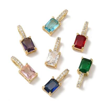 Brass Micro Pave Cubic Zirconia Pendants