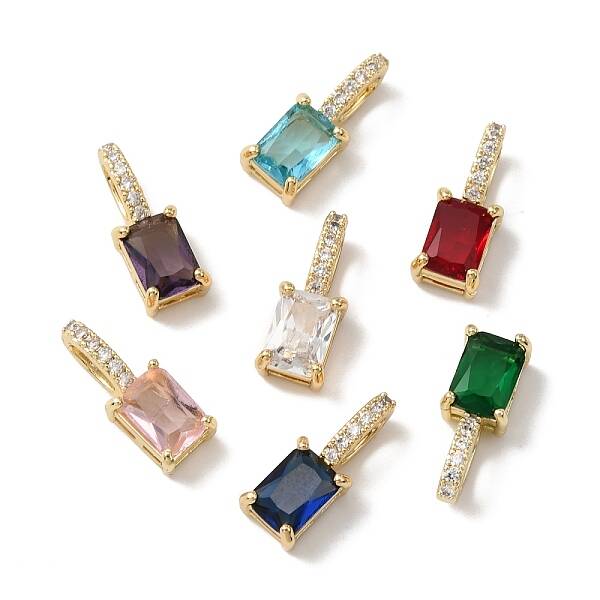 Brass Micro Pave Cubic Zirconia Pendants