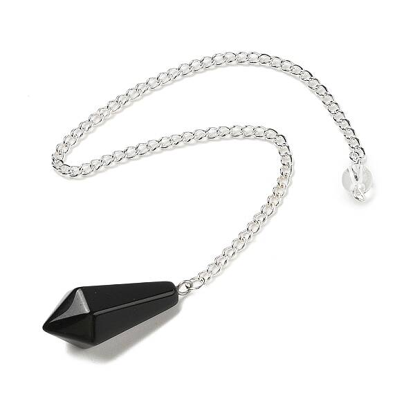 Natural Obsidian Cone Pointed Dowsing Pendulums
