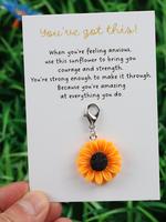Cute Sunflower Design Keychain with Cheer Up Card, Inspirational Gift for Family, Charms, Friends and Coworkers, Small Busin...