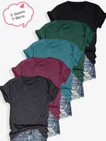 Women's Solid Color Round Neck Tee, Women's T Shirts, Casual Short Sleeve Crew Neck T-shirt for Summer, T Shirts for Women,...