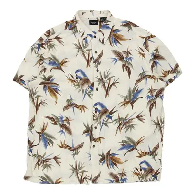 Haggar Graphic Hawaiian Shirt - XL Beige Viscose