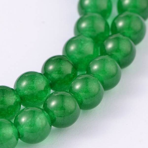 Dyed Natural White Jade Round Bead Strands