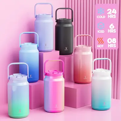 【MEOKY】64oz Large Capacity Tumbler, Made Of Food Grade Material, Long-Lasting Insulation, Hidden Straw For Easy Carrying,...