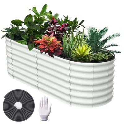 Garvee 6' X 3' X 2' Galvanized Raised Beds for Outdoor, Oval Raised Garden Bed with Open Base, Tool-Free Assembly Planter Rai...
