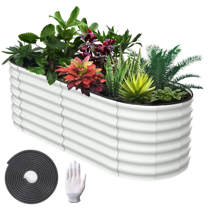 Garvee 6' X 3' X 2' Galvanized Raised Beds for Outdoor, Oval Raised Garden Bed with Open Base, Tool-Free Assembly Planter Rai...