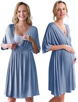 Ekouaer 3 in 1 Labor Delivery Hospital Gown Maternity Dress Nursing Plus Size S-XXL Skin Friendly Elastic Waistline V Neck De...