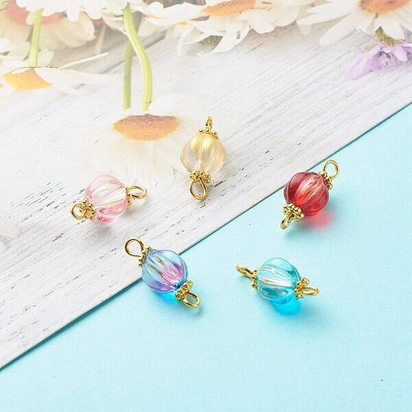 Glass Pumpkin Connector Charms