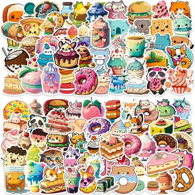 100pcs Cartoon Food Pattern Sticker, Cute Multi-purpose Sticker For DIY Craft, Decoration, Hand Account, Trending Home Decor ...