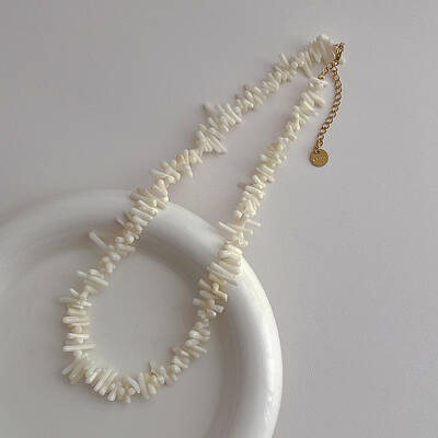Boho Synthetic Coral Strip Beaded Necklaces